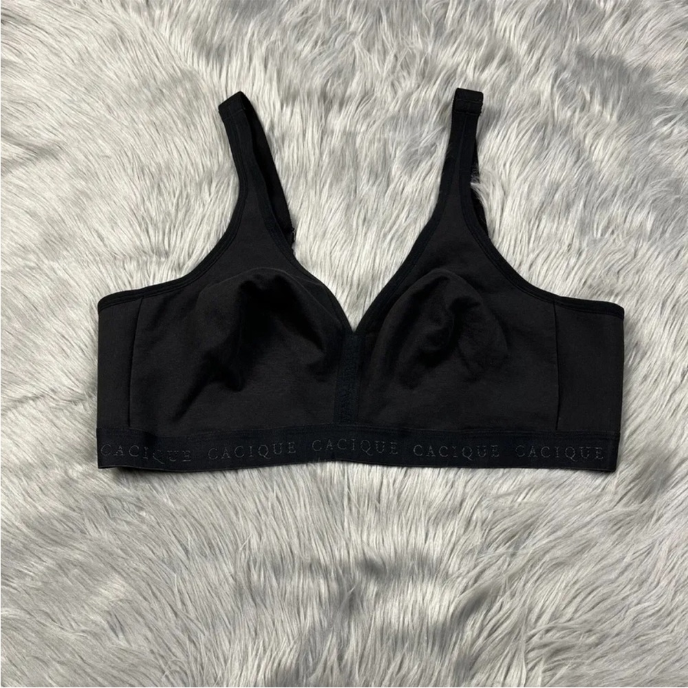 Cacique Black Cotton No Wire Bra 42D